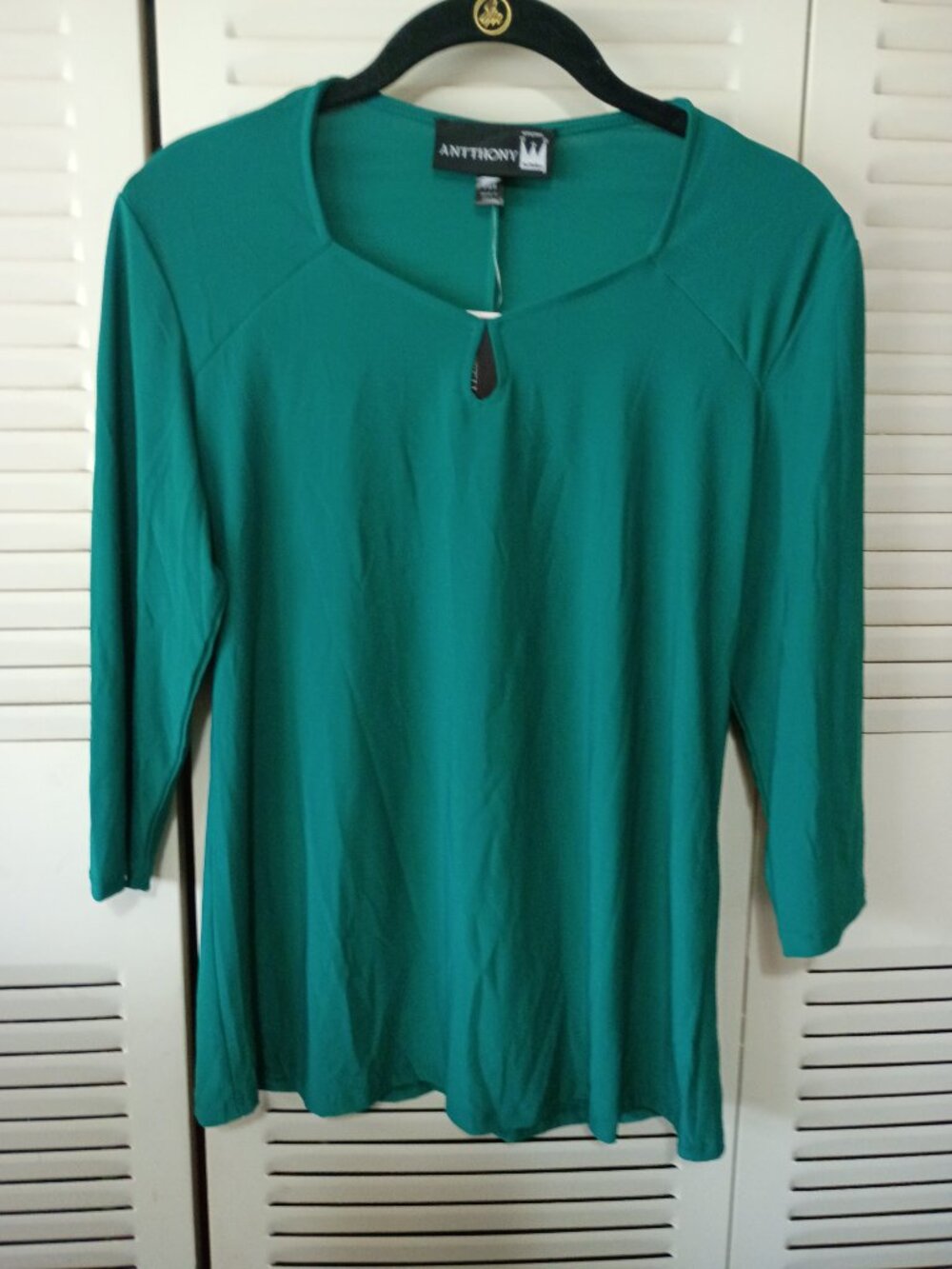 ANTTHONY Emerald Green Keyhole Neck Top Blouse PXS Petite XS
